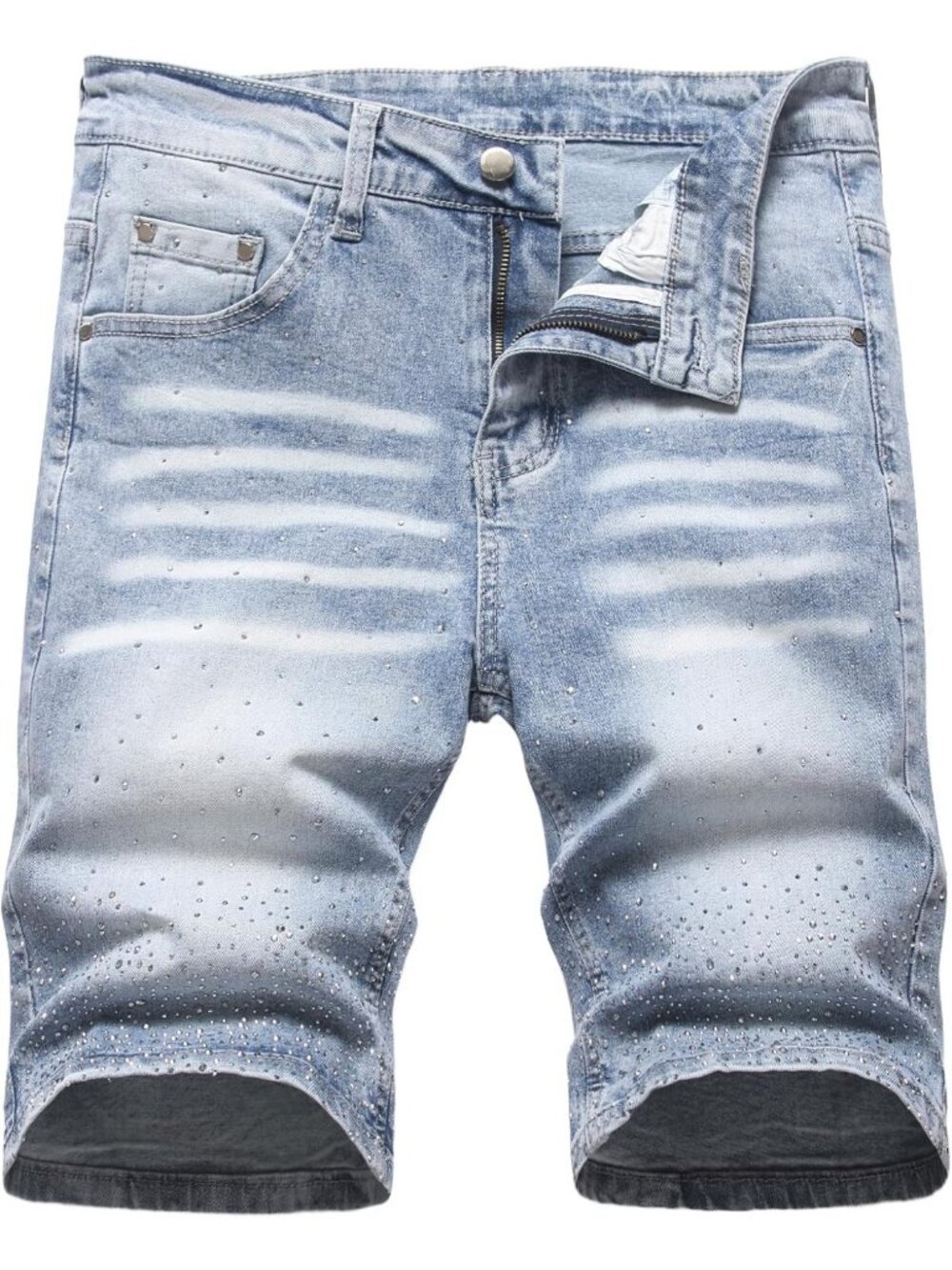 Men's Slim Fit Stretch Ripped Denim Shorts, Casual Skinny Jean Shorts, Comfort